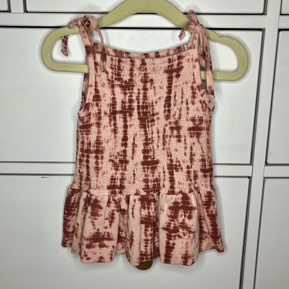Kate Quinn Smocked Pink Shibori Tie Dye Spaghetti Tie Tank 18-24 Months